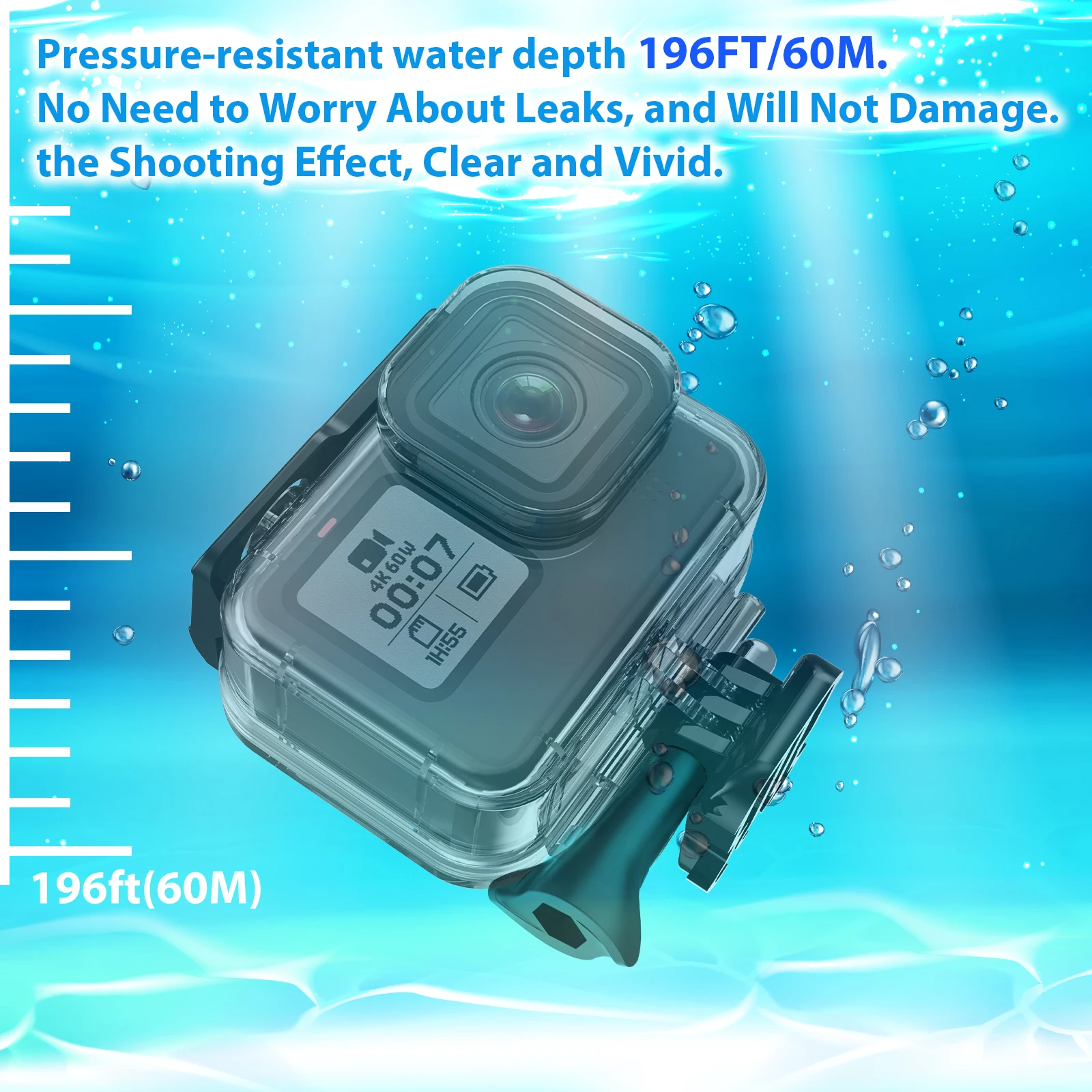 Case Waterproof for GoPro Hero 13 12 11 10 9 Black  60M Housing Diving Protective Anti-Drop Protective Shell Scratch Avoidance