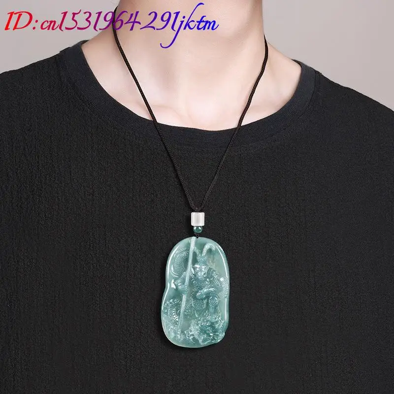 Burmese Jadeite Monkey King Pendant Necklace Vintage Luxury Gifts for Women Fashion Accessories Burmese Jade Carved Amulet view 3