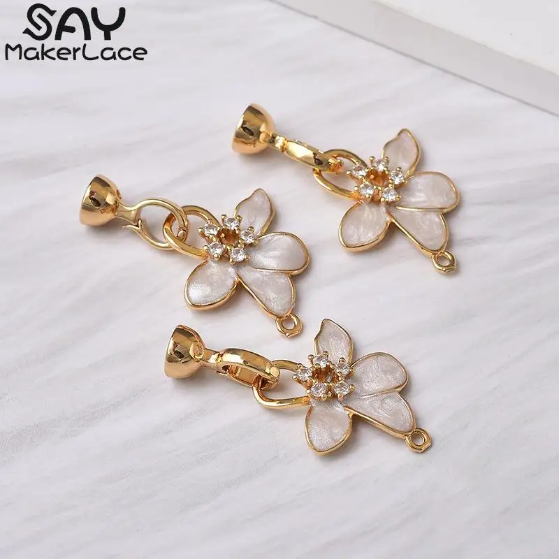 1pc vergoldete Blumen verbinder Befestigungs elemente Verschluss verschlüsse Zubehör für DIY Frauen Handarbeiten Perlen Schmuck herstellung