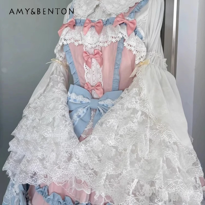 

Original Design White Cute Lolita Lace Elegant Women's Shirt 2025 Autumn New Sweet Versatile Large Sleeve Inner Shirts Ladies