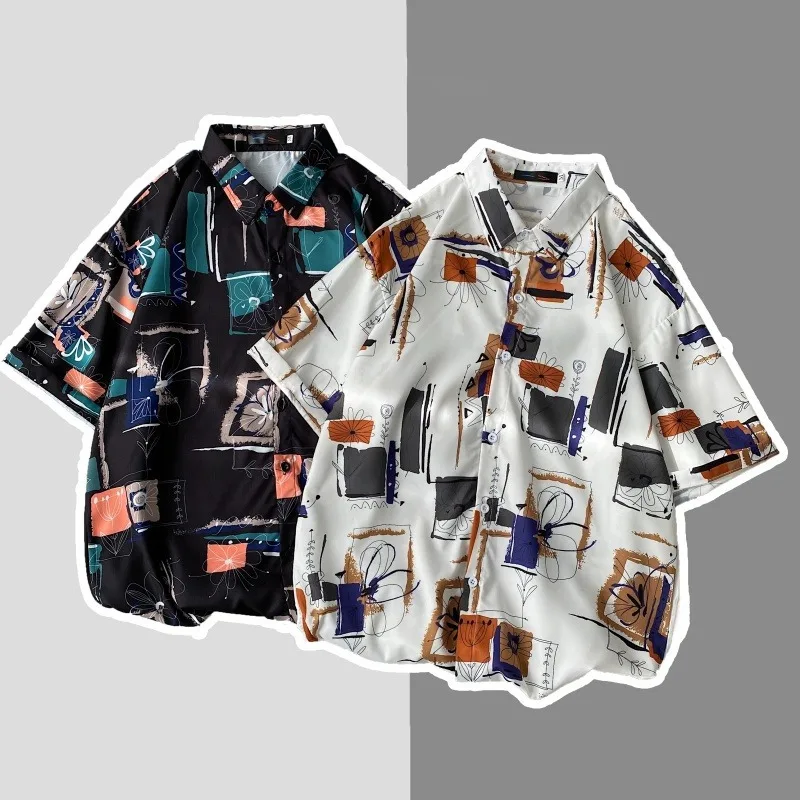 

Men's Summer Fashion Casual Short Sleeve Shirt Men's Floral Shirt Outdoor Cardigan