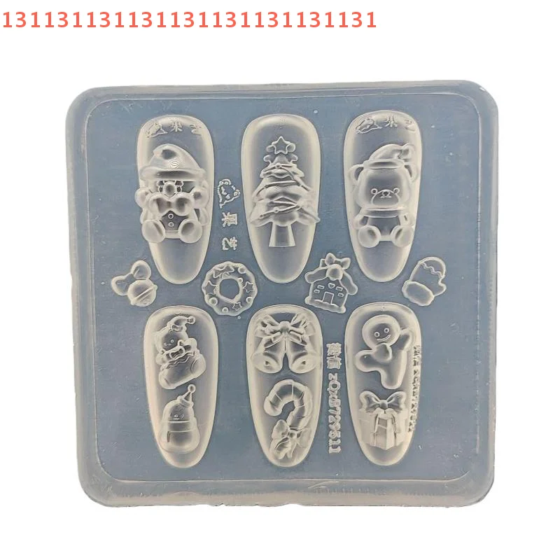 سانتا كلوز الدب ندفة الثلج تصميم DIY مانيكير الديكور شفافة الإبداعية احتفالية NailChristmas 3D مسمار الفن قوالب السيليكون #2