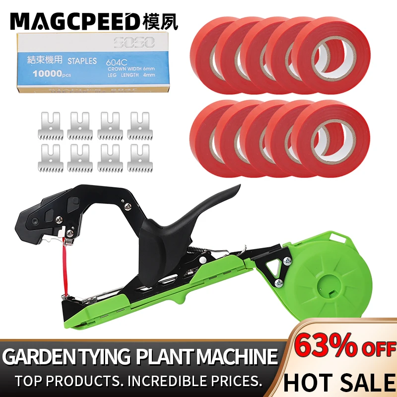 MAGCPEED Garden Hand Tying Machine Tapetool for Packing Grapes Vegetables Tomatoes Cucumbers etc Stem Strapping Lightweight Tool