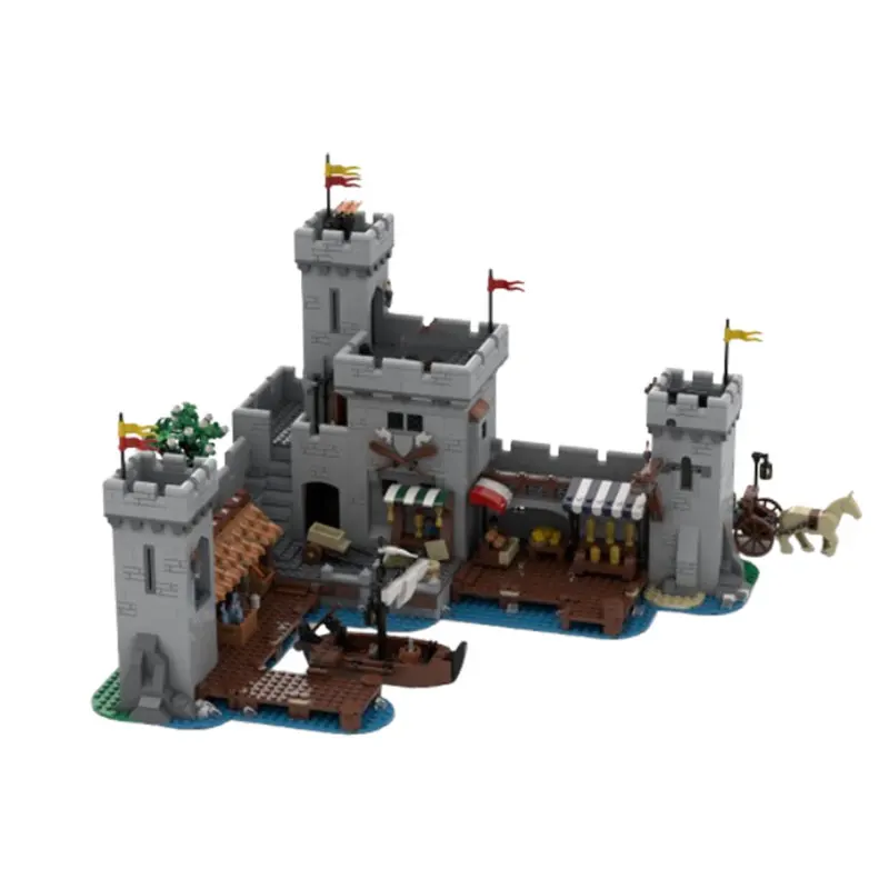 

In-stock new product: MOC 2791pcs Medieval Seaside Port Market Small Particle Building Blocks Educational Toy Model Gift Set Orn