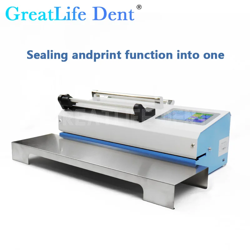 GreatLife Dent 500W Automatic Sterilization Pouch Sealer Dental Lab Sealing Bag Machine With Time Printer Bracket Sealer Machine