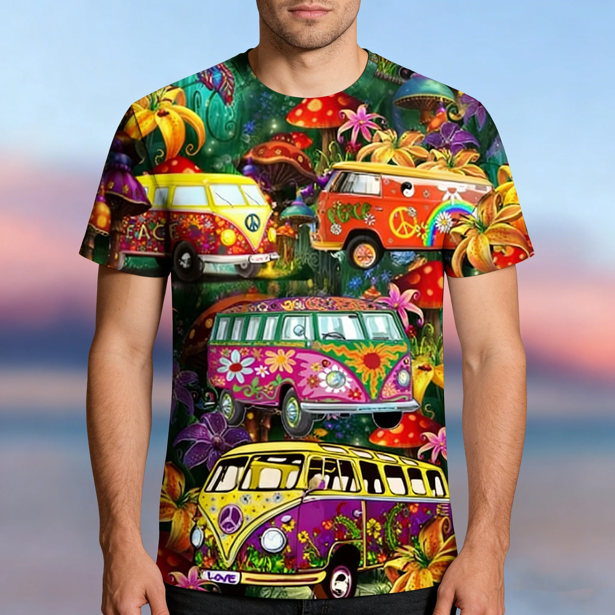 Men's Summer T-Shirt Flamingo Casual TOP 3D Beach Social Cartoon Large Funny Men Short New Male Floral T-Shirt Harajuku Tops