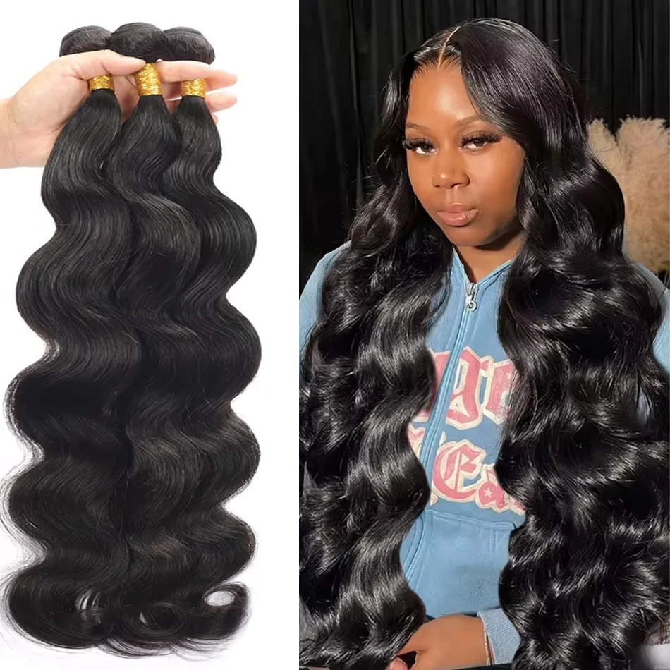 Body Wave Bundles 100% Human Hair Brazilian Remy Weave Hair 26 28 30 Inch Extension 1 3 4 Bundles Natural Hair Doule For Women