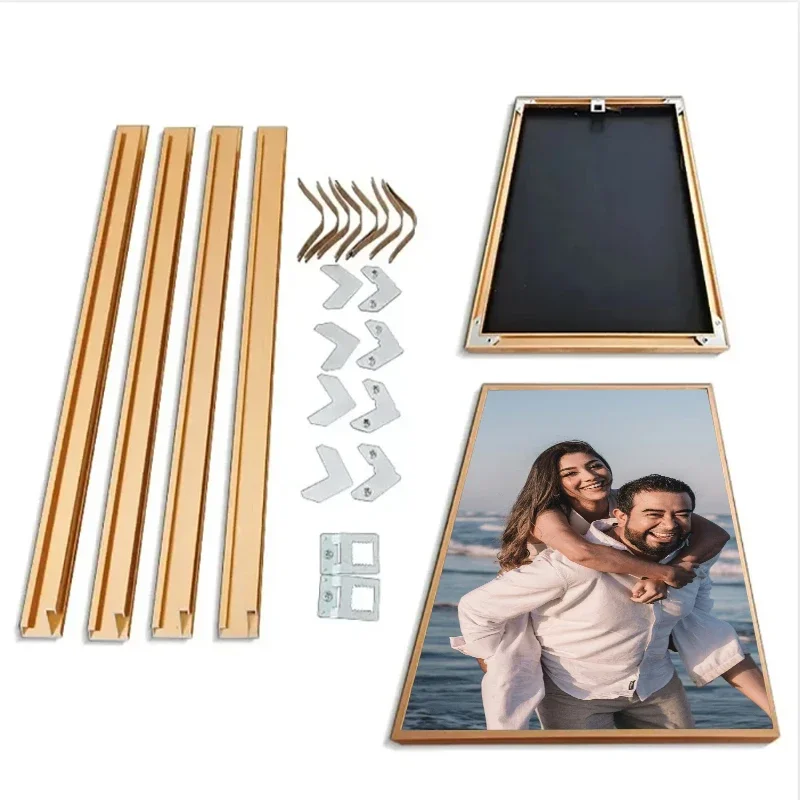 Aluminum Alloy Photo Frame Canvas Frame DIY Photo Frame Default Gold, Black to Note Poster Frame Larger than 60CM Needs Stitchin