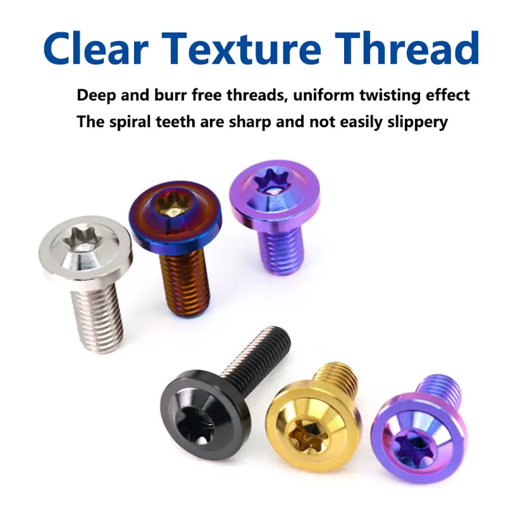 1Pcs M4 M5 M6 M8 M10 Multicolor Titanium Bolts Screws Button Torx Head Bicycle Motorcycle Disc Brake Anti-thef