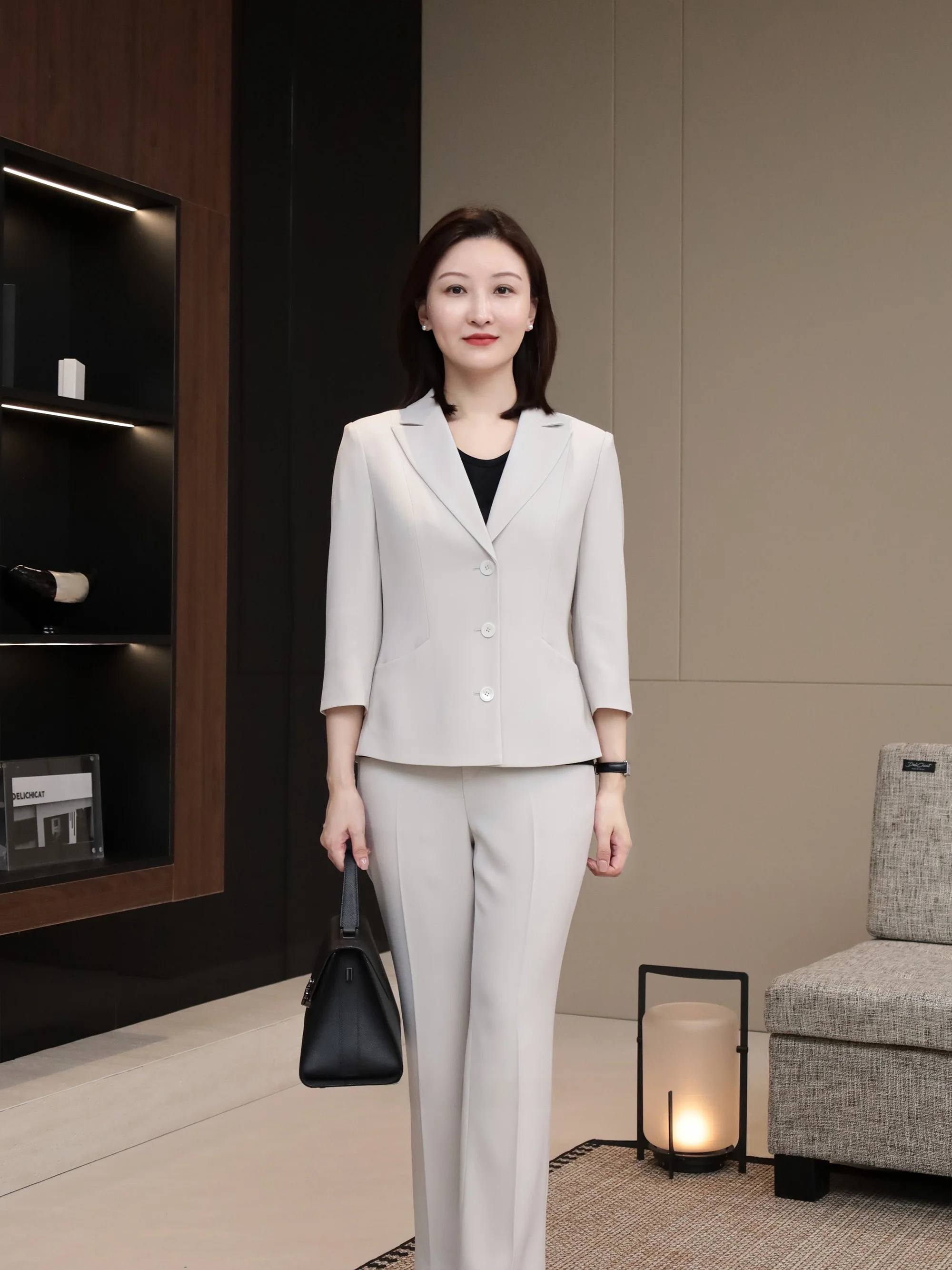 

CHICAT Intelligent Sensation Short Acetate Suit Straight Leg Pants Set Women's Business Casual Fashion Autumn Collection