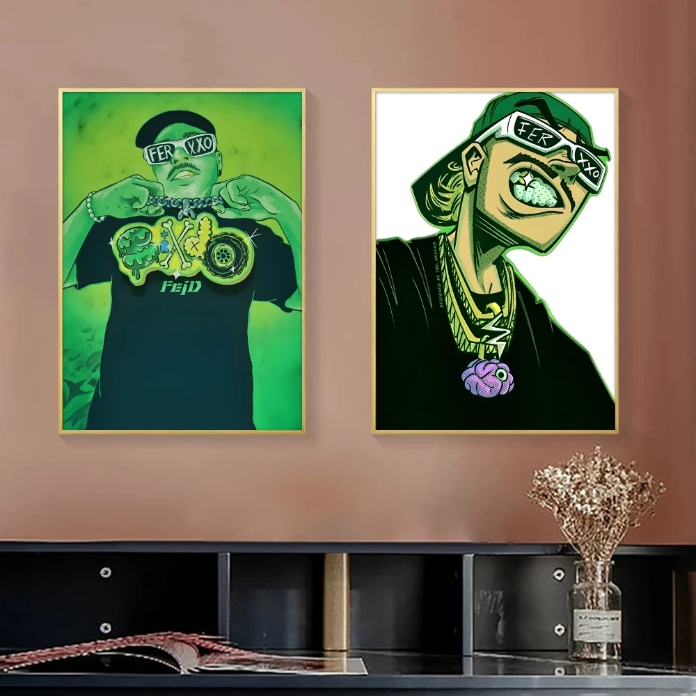 Feid F-Ferxxo Hot Singer Painting Calligraphy Canvas Poster Bedroom Living Room bar Hallway House interior Wall Decor