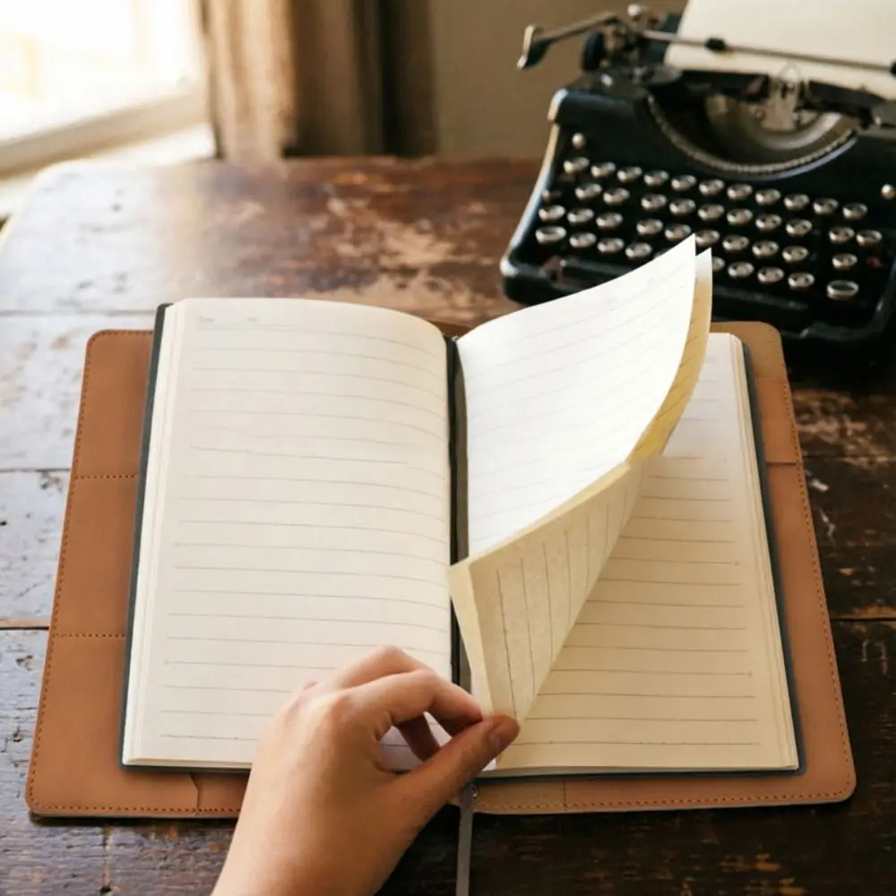Leather Refillable Notebook Organizer A5 Portable Loose Leaf Notebook Compact Simple Book Protective Cover