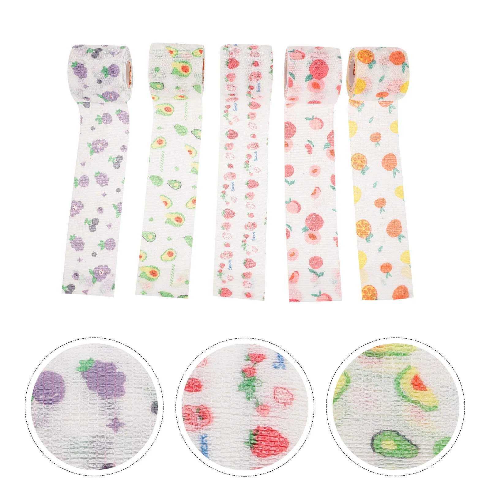 5 Rolls Self-adhesive Bandage/cute Fruit/sports Bandage/5cm Wide Dog Pet Tapes Elastic Nonwoven Paw Vet Tubular Accessories