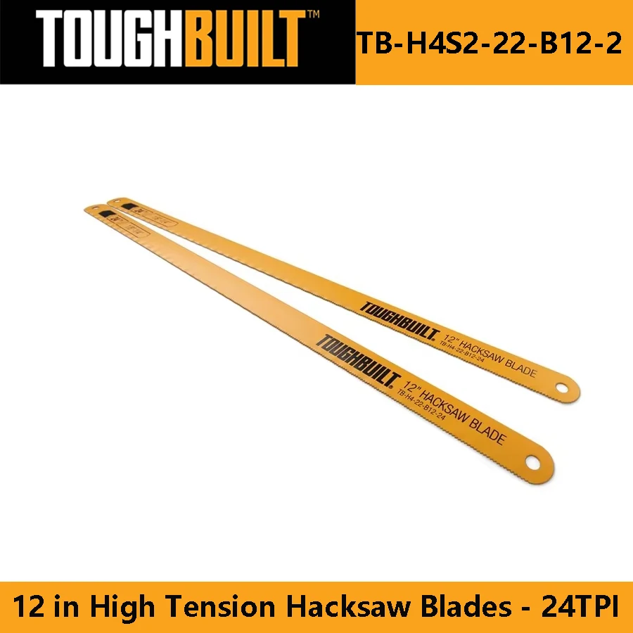 TOUGHBUILT TB-H4S2-22-B12-2 2pcs 12 in Cut Hacksaw Blade Set - 24TPI 300mm  High Tension Hacksaw Blades Toughbuilt Hand Tools