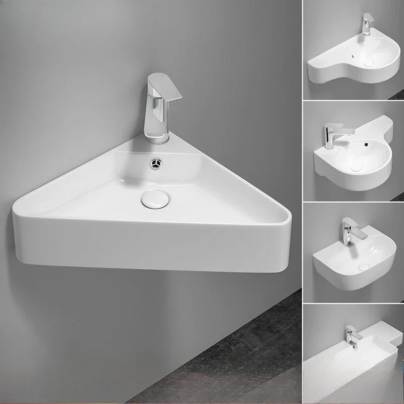 Wall-mounted washbasin triangular wash basin corner hanging basin small apartment mini balcony wash basin