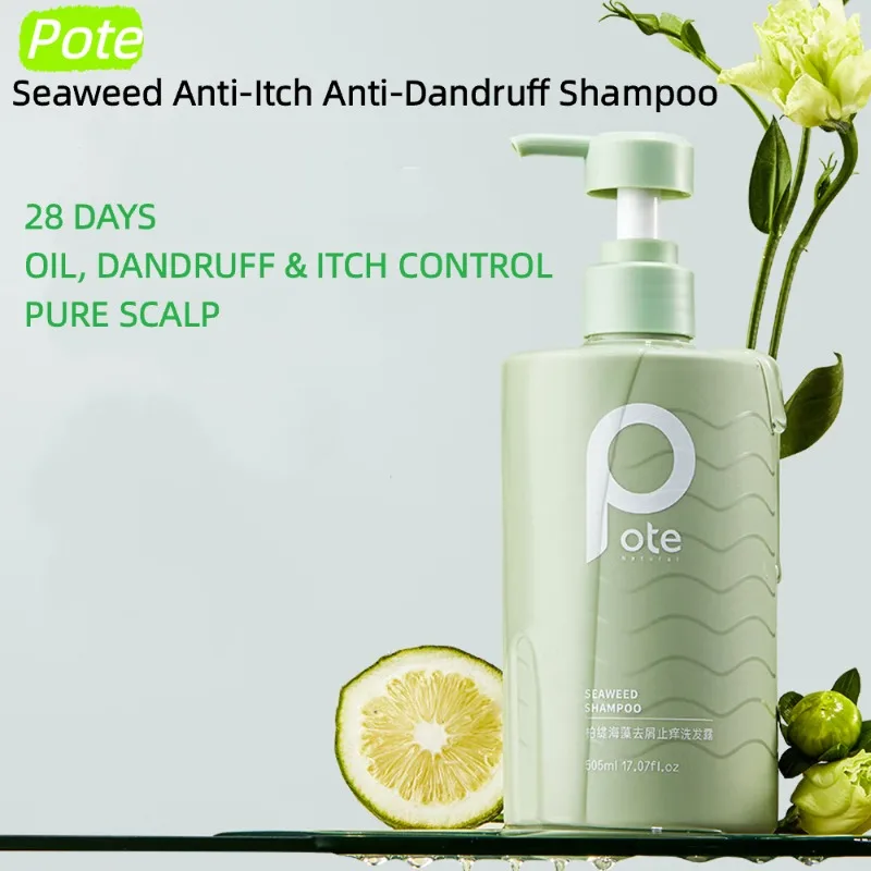 POTE Seaweed Anti-Dandruff Shampoo 505ml Itch Relief Scalp Purifying Oil Control Long Lasting Fragrance For Flaky Itchy Scalp