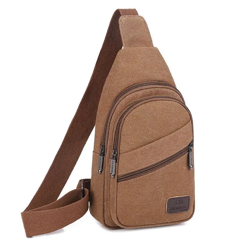 Men's Casual Canvas Chest Bag 2023 Korean Style Versatile Large Capacity Portable Crossbody Bag for Outdoor Travel And Camping