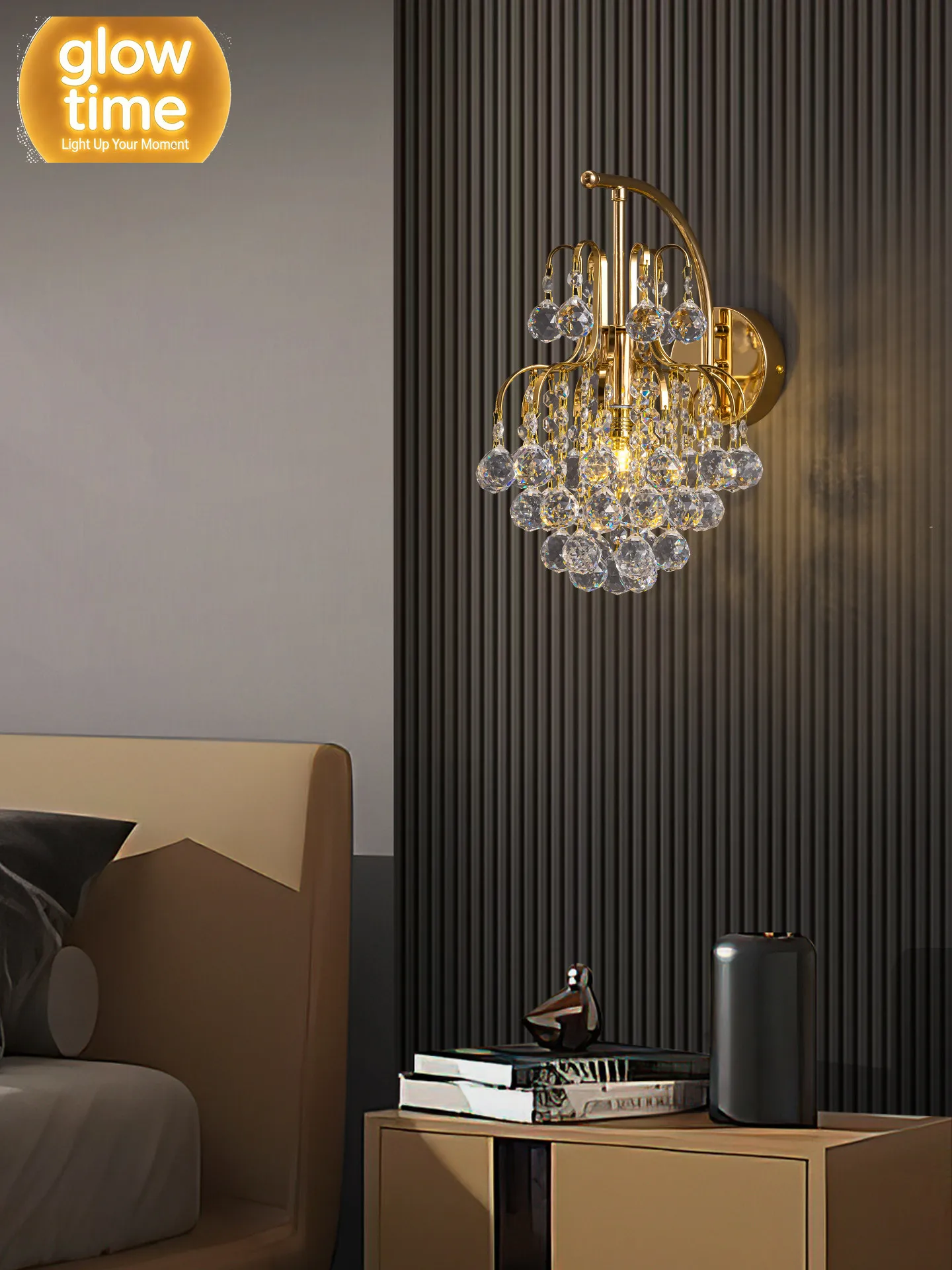 French light luxury bedroom bedside wall lamp crystal lamp advanced atmosphere living room master bedroom room wall lamp new
