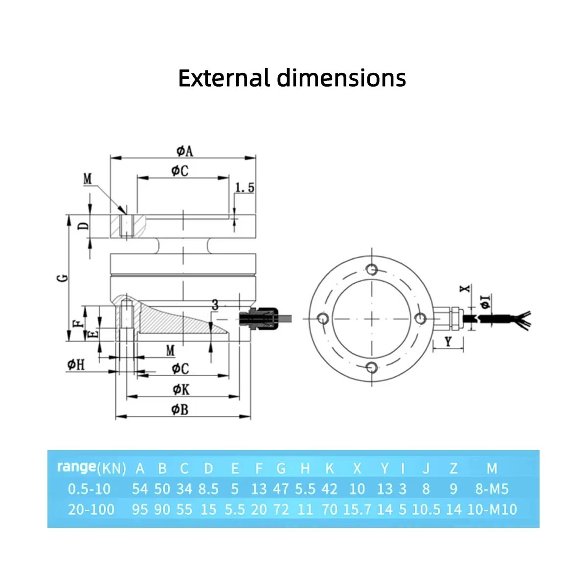 Column Type Weighing Sensor for Force Load Measurement Membrane Box Impact Gravity Pressure Detection in Measuring Equipment
