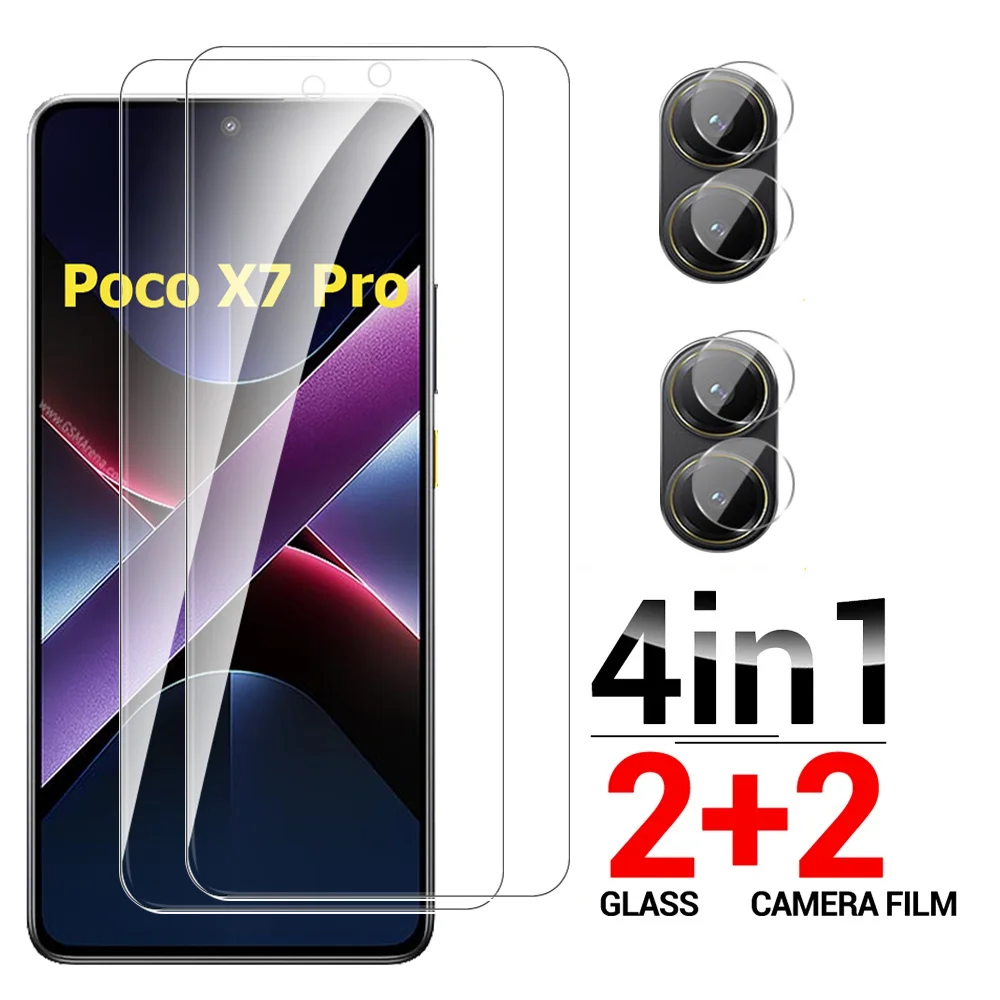 4In1 Tempered Glass For Xiaomi Poco X7 Pro 5G Protective Glass Screen Protectors Poko Little X7Pro X 7Pro PocoX7Pro Lens Film ﻿