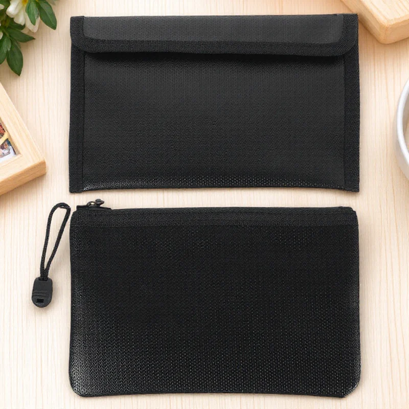 

2Pcs Fireproof File Bags Water Resistant Document Organizer Zippered Pouches for Important Files Receipt Storage