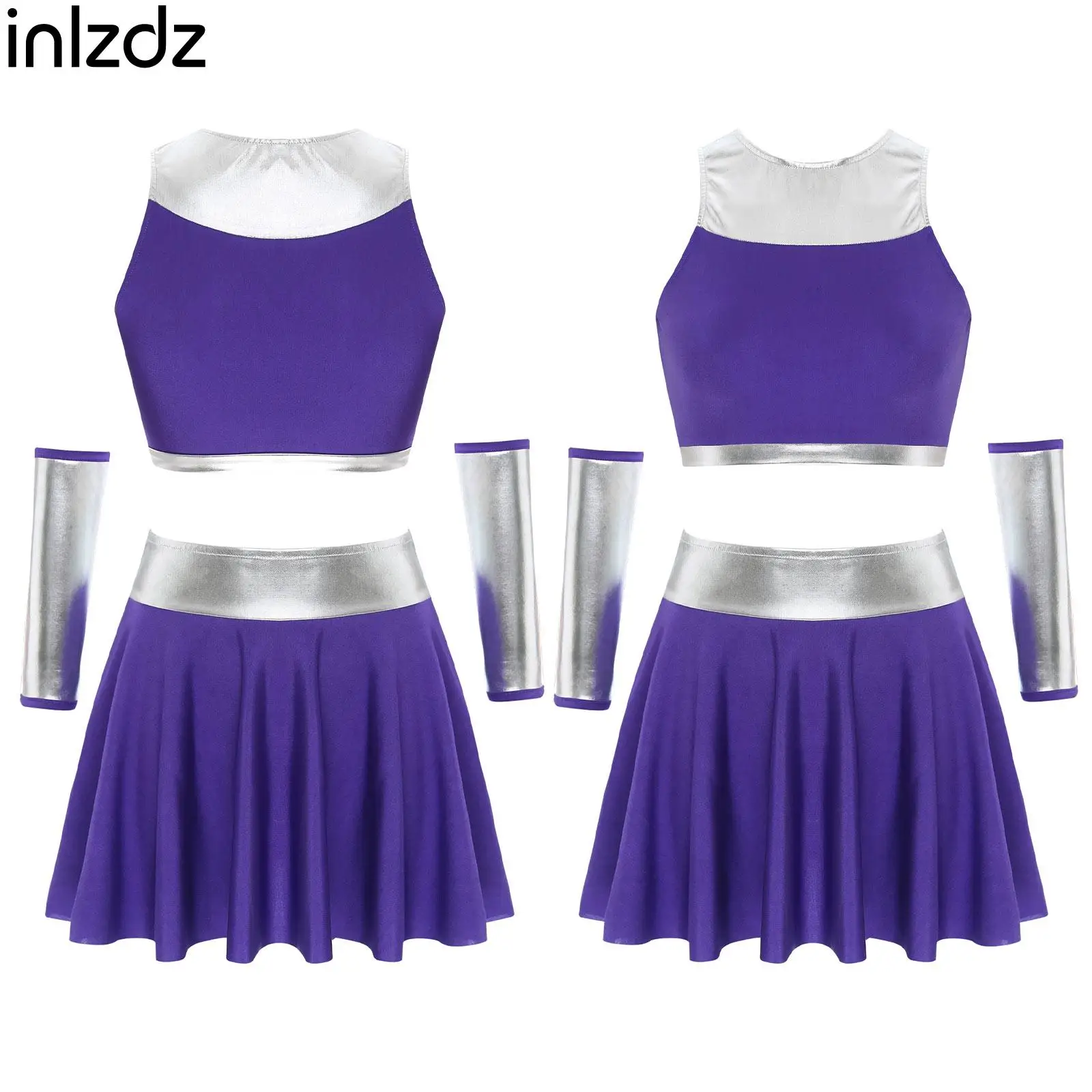 

4Pcs Womens Anime Princess Outfit Carnival Cosplay Costume Crop Top Miniskirt Gloves Suit for Halloween Masquerade Performance