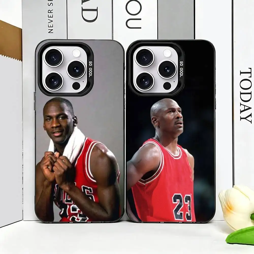Funda para Teléfono con Diseño de Baloncesto J-Jordan 23 para iPhone 17, 16, 15, 14, 13, 12, 11 Plus, Pro Max, XS, Funda Plateada Colorida