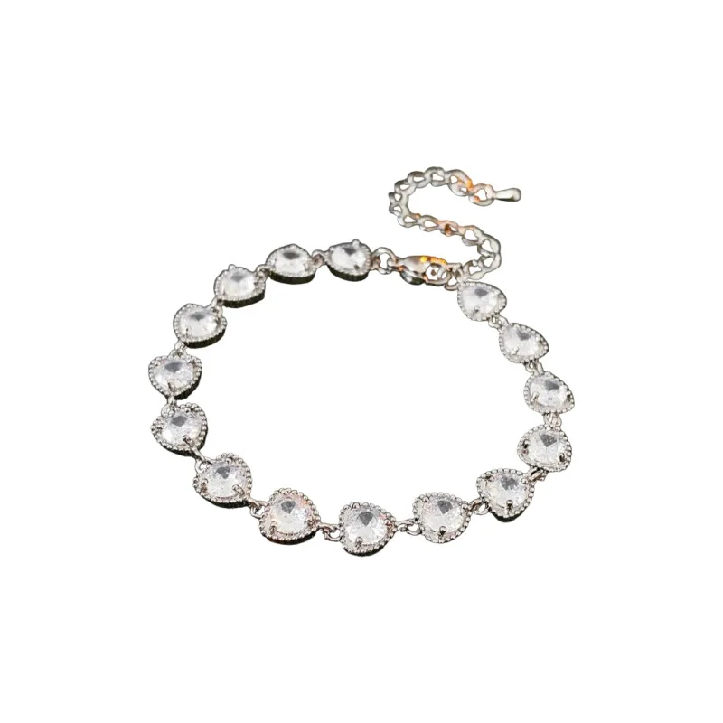 2025 New Women's Colorful Zircon Heart Bracelet, Light Luxury Elevate Style Bangle Jewelry for Dates & Gifting to Girlfriends