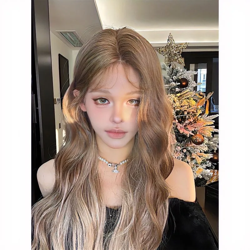 Cheap Synthetic Wig Women Lolita Small Forehead Lace Wig Temperament Highlighted Long Curly Hair Cosplay Natural Simulation Wigs