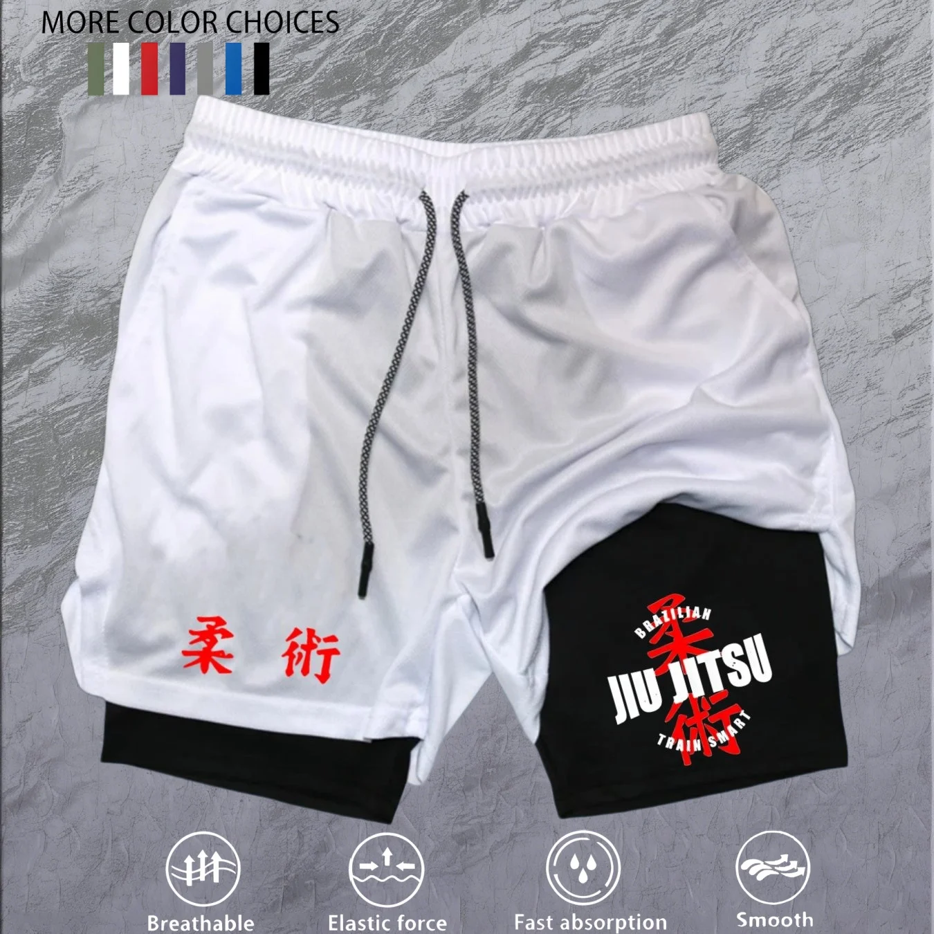 Print 2 in 1 Running Workout Shorts for Men Gym Performance Compression Shorts with Phone Pocket Towel Loop Athletic Activewear