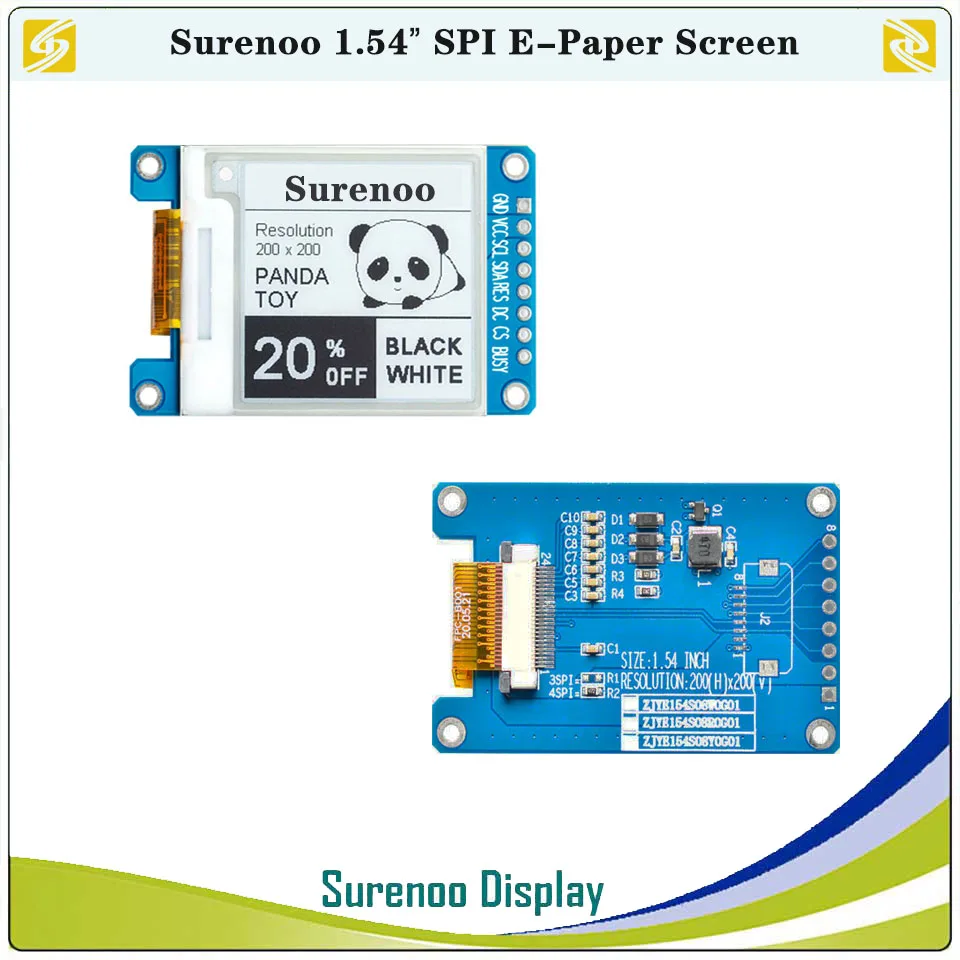 1.54" 200*200 SSD1680 E-Paper electronic ePaper E-Ink eInk Display Screen SPI Support STM32 Raspberry Pi ESP32 for Arduino