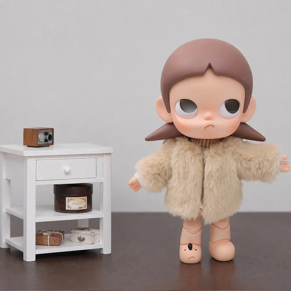 20cm Doll Faux Fur Winter Coat, Plush Jacket Compatible with Zsiga and BJD Dolls 1:8
