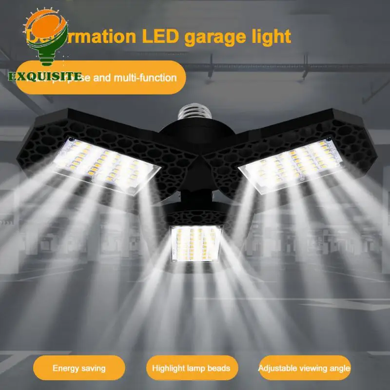 

Ceiling Light 3 Panels Led Garage Light 3000k/6000k Workshop Lighting Newest Deformable Bulb For Shop/storage/warehouse 2023 Hot