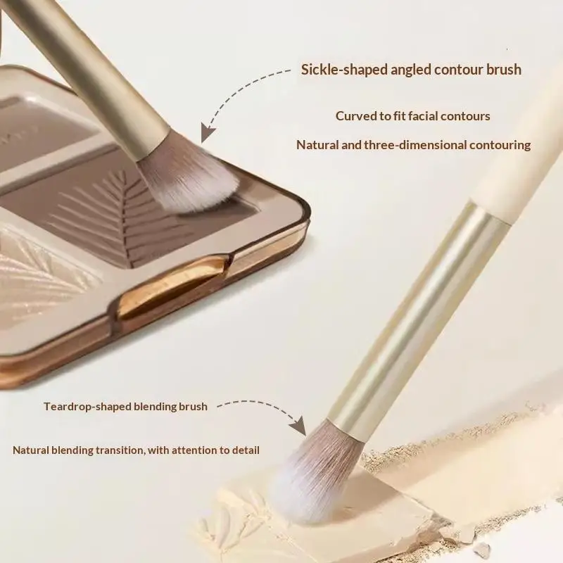 【HBA】Dual-ended Contour Brush - Soft Makeup Brush For Eye Shadow, Nose Contouring, Face Sculpting, Suitable For Beginners