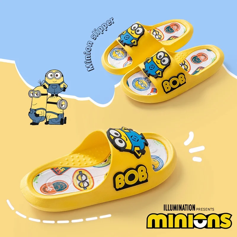 New Pattern Cartoon Minions Lovely Cute Children Parenting Sandals  At Home Outdoors Non-Slip Wear-Resisting One Word Dragging