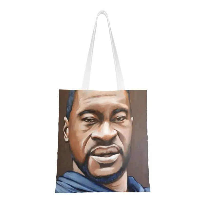 Funny George Floyd Shopping Tote Bags Recycling Grocery Canvas Shoulder Shopper Bag