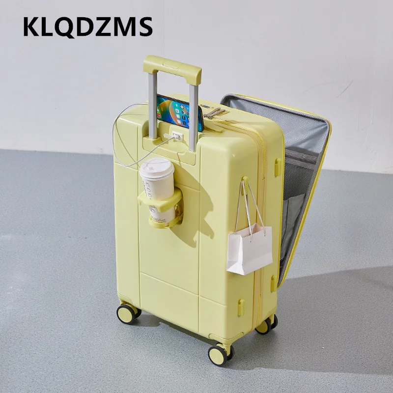 KLQDZMS Multifunctional Luggage Front Opening Boarding Case ABS+PC Trolley Case 20