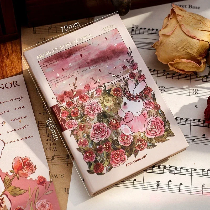 Mini cuaderno portátil A7 Sweet Pink Rose Manor Series, página en blanco, hermosas almohadillas de escritura diaria, Bloc de notas para estudiantes,