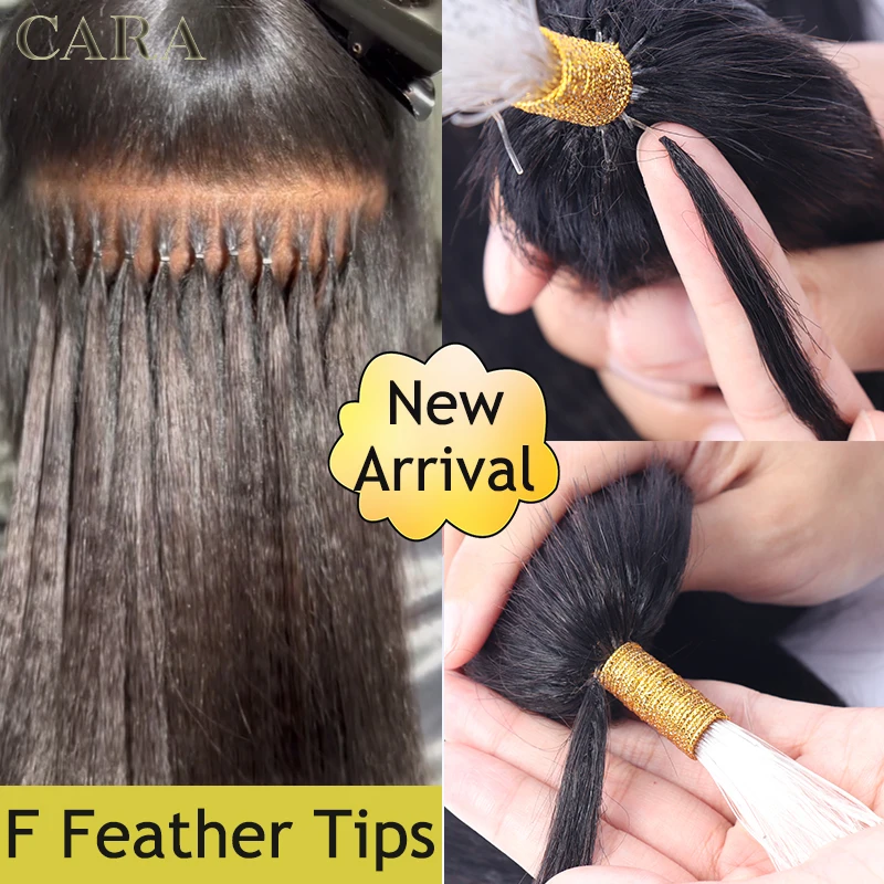 Feather F Tip Hair Extensions Italian Yaki Straight F Tips Human Hair Microlinks Hair Extension For Women Brazilian Virgin Hair