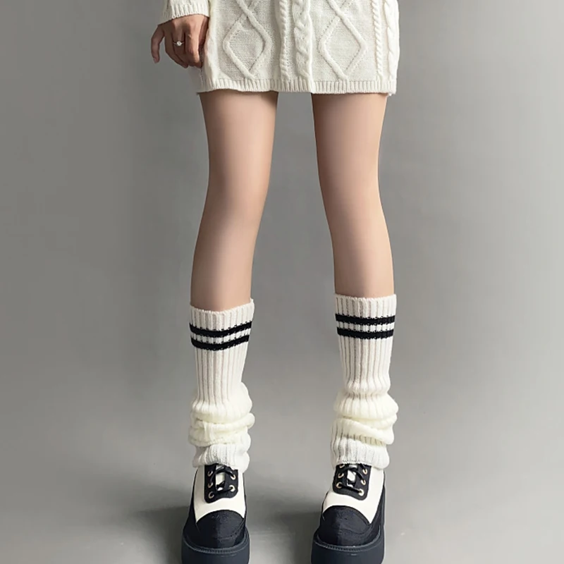 여성용 쓰리바 스트라이프 양말, 무릎 높이 미끄럼 방지 땀 흡수 데오도란트, 허벅지 오버니 JK 로리타 긴 양말, 3 색