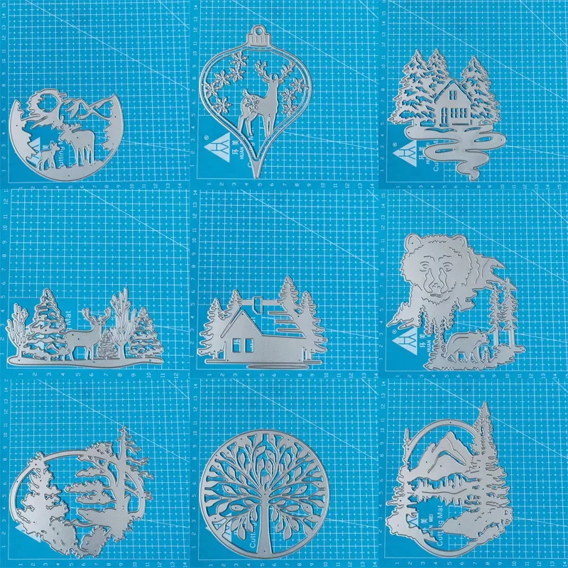 Tiere Bäume Häuser Hirsch Metall Stanzformen Schablonen DIY Scrapbooking Dekorative Prägung Handwerk Stanzvorlage Form