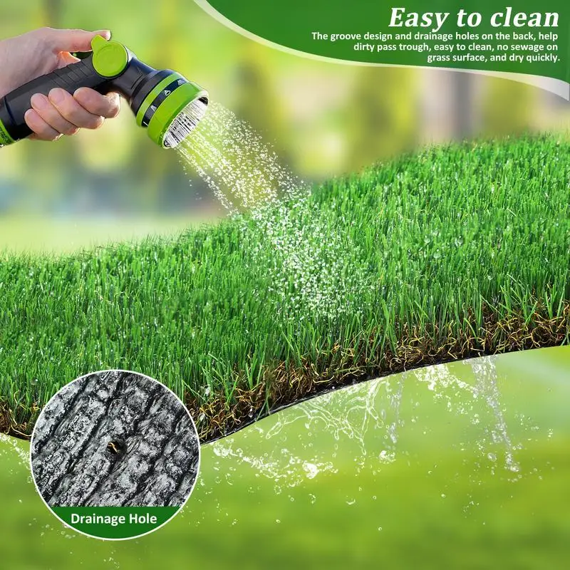 Alfombra de césped artificial para exteriores de 6 pies x 9 pies, rollo de césped realista grueso para patio, balcón, jardín, césped, estera de drenaje agradable para mascotas,
