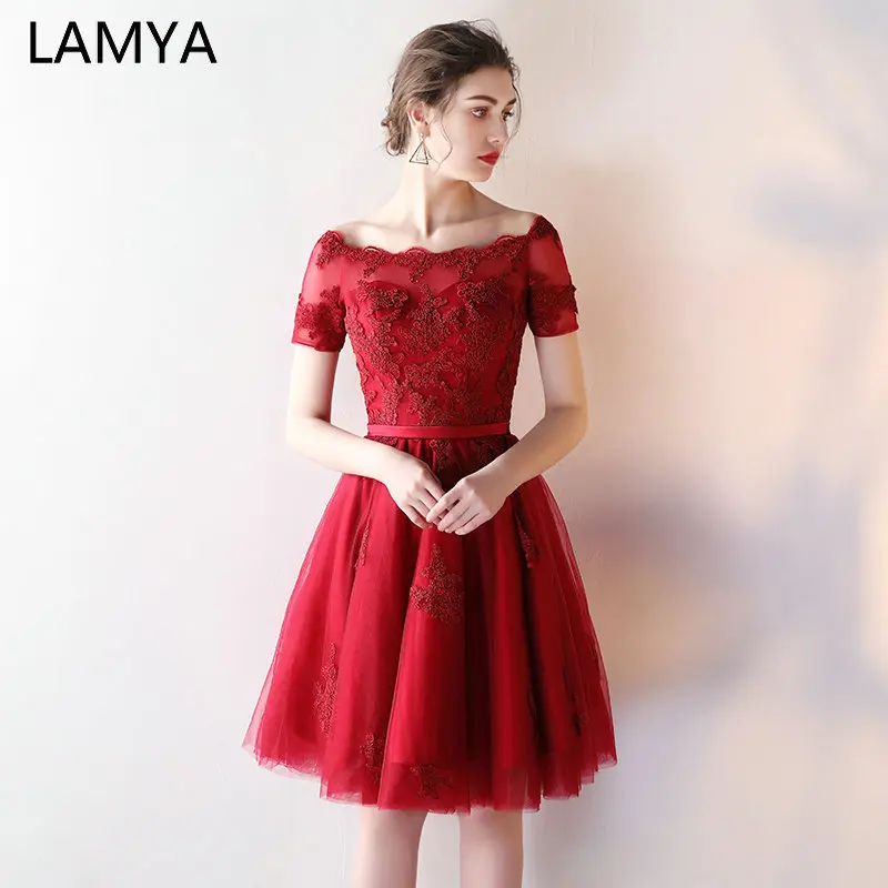 Customized Elegant Short Lace Sleeve Evening Party Dresses Cheap A Prom Dress 2025 Simple Customized Vestido De Festa