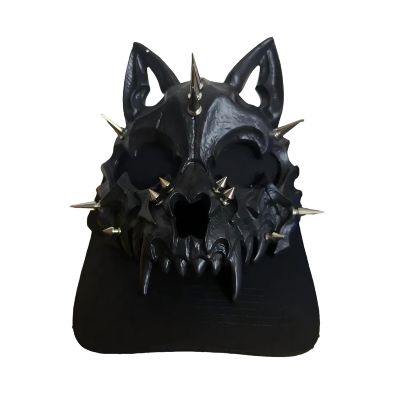 Wolf Mask Baseball Cap Adjustable Adult Gothic Costume Hat with Cotton Headwear for Halloween Parties Y08E