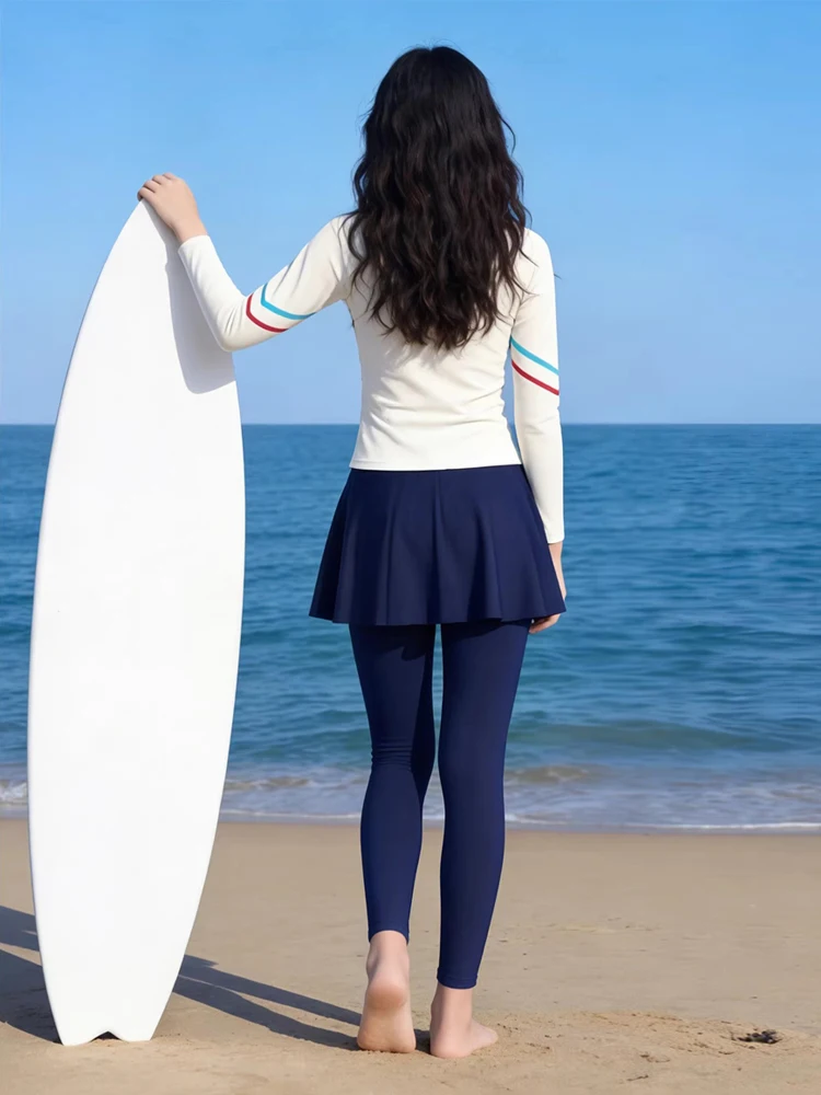 Girls Burkini Two Pieces Kids Long Sleeve Swimsuit With Skirt Children Modest Swimwear Muslim Swimming Suit Bathing