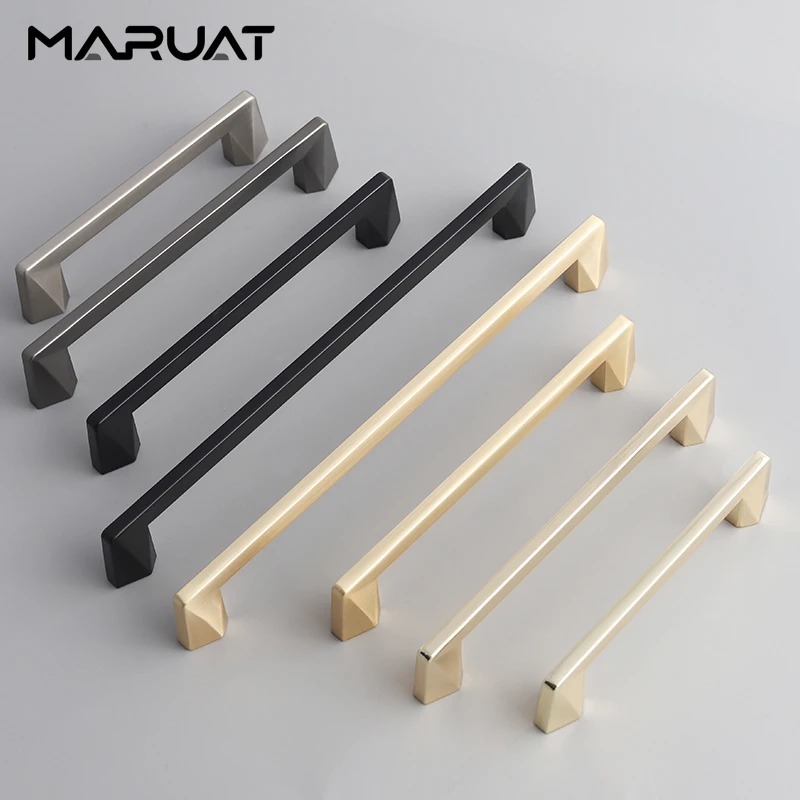 Zinc Alloy Brushed Finish Furniture Handles Kitchen Cabinet Drawer Door Handles Modern Kitchen Accessories for Cupboard Wardrobe