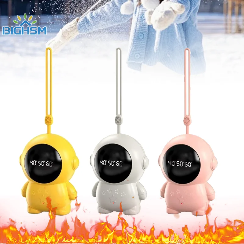 1Pcs 60℃ Cute Astronaut Hand Warmer Portable Usb Charging Winter Mini Reusable Hand Warm Pocket Hand Warmer New Year Gift