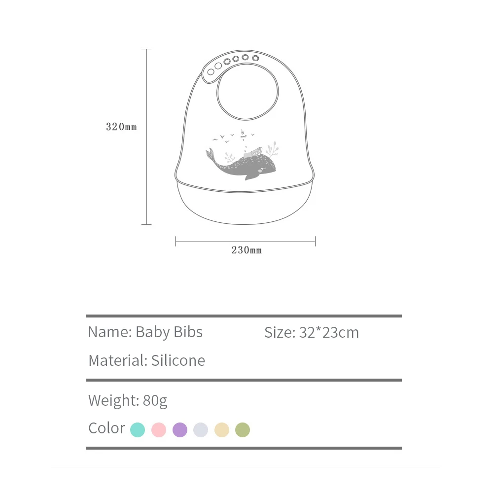 Baby Bib for Newborn Cute Cartoon Print Kid Feeding Arpon Waterproof Baby Bibs Silicone Adjustable Food Saliva Towel Burp Cloth