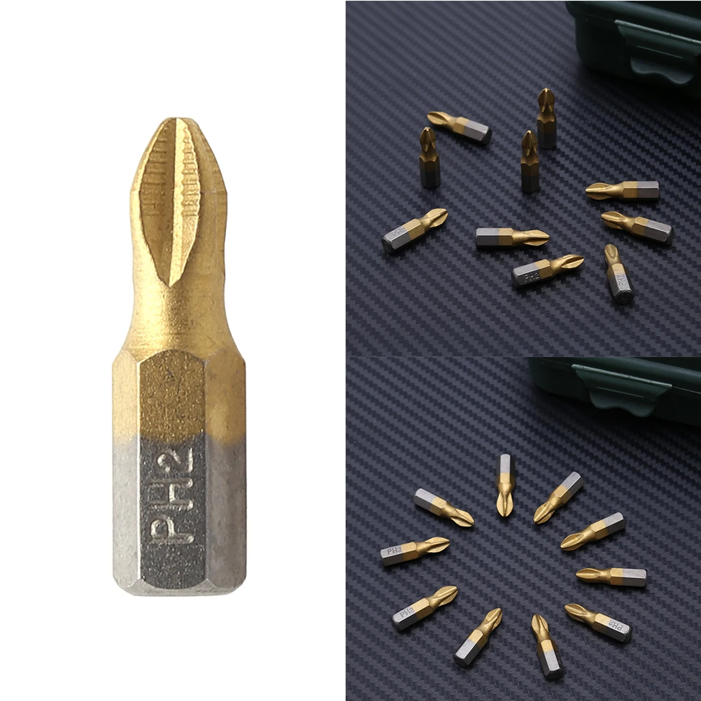 

10pcs Anti-slip Screwdriver Bits High Precision Titanium Coated Rust-resistant Steel Set for Electronics Electrician Repair