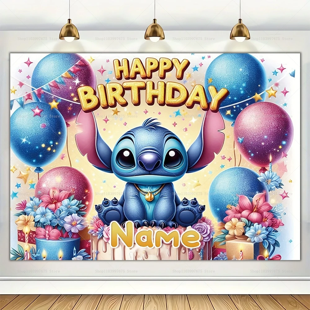 ปรับแต่ง Lilo & Stitch ฉากหลัง Tropical Beach Decor เด็กวันเกิดการถ่ายภาพพื้นหลัง Baby Shower BANNER Booth Props